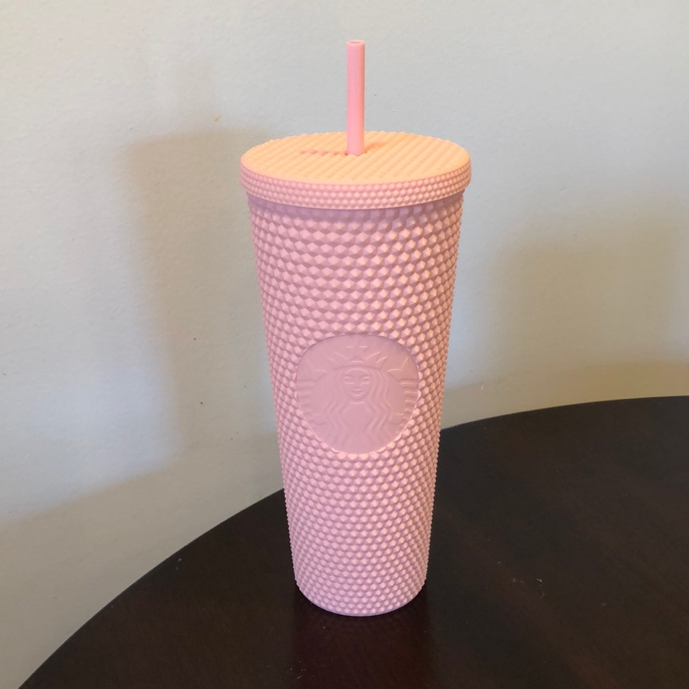 Matte pink studded Starbucks tumbler